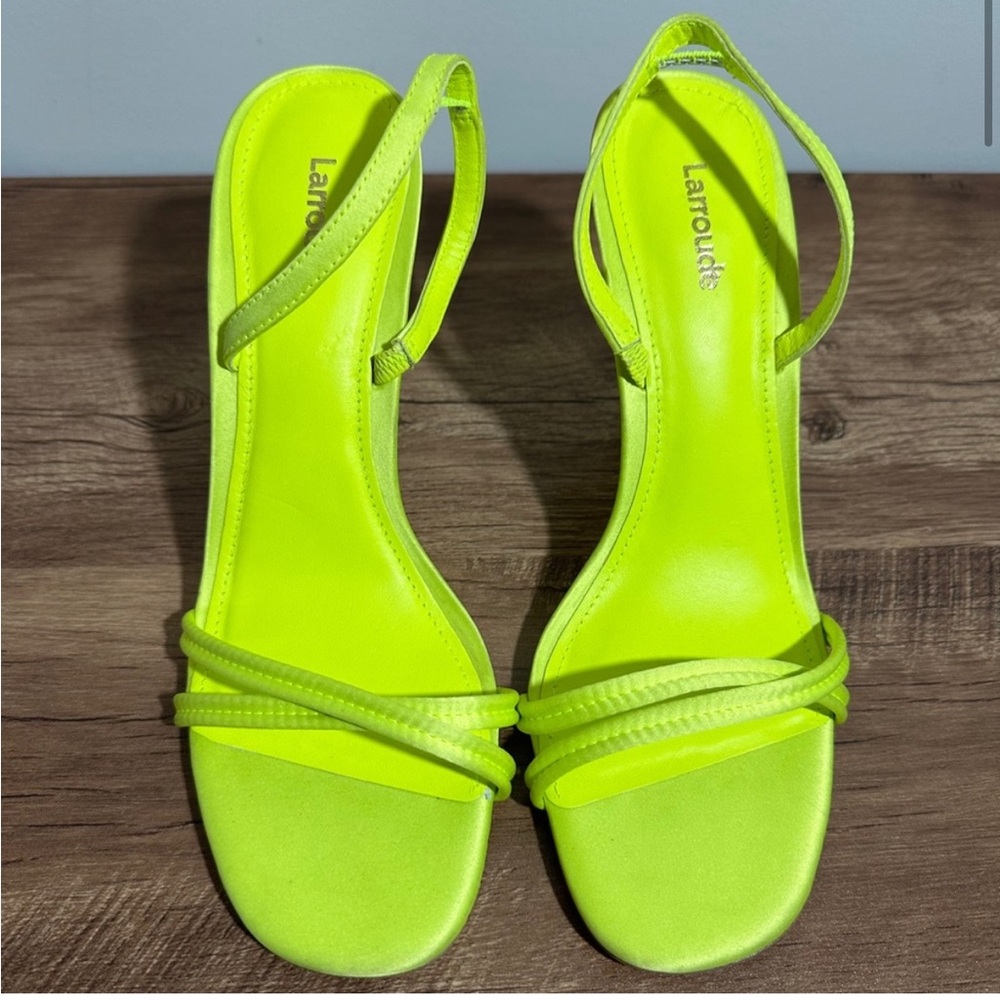 Larroude Annie Stiletto Heels in neon green